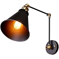 Pullirson Lámpara de pared industrial con brazo de natación doble, lámpara de pared vintage ajustable, lámpara de pared de granja para cocina,dormitorio, bombilla no incluida