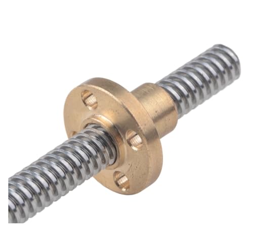 Metal Ball Screw nut T5 Lead Screw Length 100 150 200 250 300 350mm Lead 1mm SS Trapezoidal Screw with Brass Nylon Nut(250mm with Brass nut)