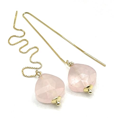 Boucles d'oreilles Quartz Rose et vermeil : artisanat d'Italie