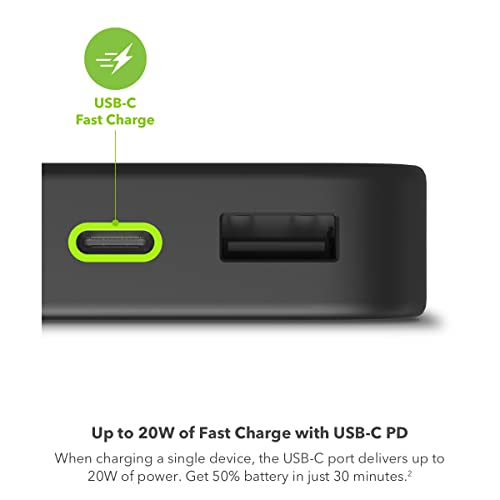 Image of mophie Powerstation 2023 with PD Power Bank - 10,000 mAh Large Internal Battery, (2) USB-A Port and (1) 20W USB-C PD Fast Charging Input /Output Port, Travel-Friendly