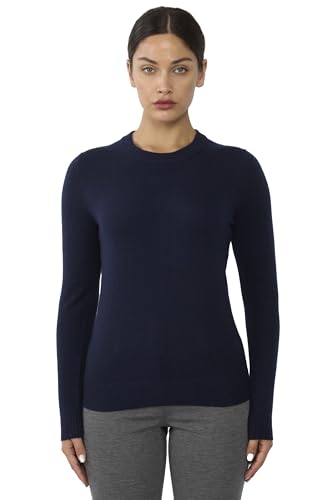 Image of JENNIE LIU Women's 100% Pure Cashmere Crew Neck Sweater, Tight Knit Cozy Soft Hand Washable Long Sleeve Pullover