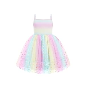 Arshiner Toddler Girls Tulle Dress Rainbow Tutu Birthday Princess Dresses Formal Photoshoot Outfit Summer Clothes 2-6T