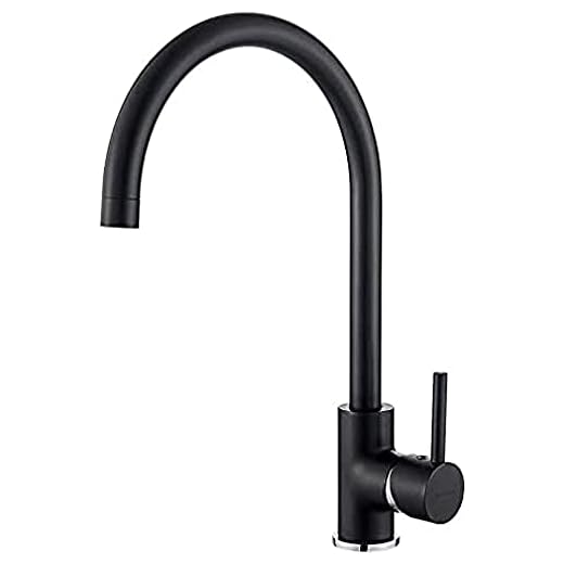 GRIFEMA G4001B - GRIFERÍA DE COCINA Grifo de cocina negro con caño orientable 360 °, Grifo de fregadero de caño alto 3/8"