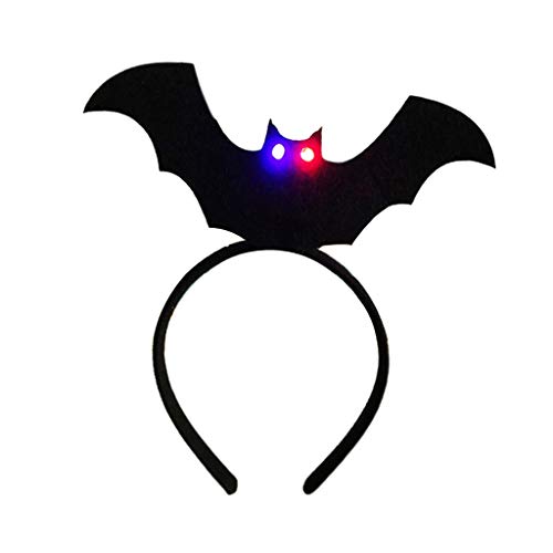 Preisvergleich Produktbild Baoblaze Leuchtende LED Haarreif Haarschmuck Dekorative Stirnband Kopfbedeckung Kopfschmuck Haarband Party Kostüm Accessories - Schwarze Fledermaus
