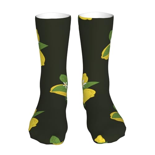 YWSOTRE Bouquet de Citrons avec Branches et lys Noirs,Chaussettes de Compression pour Adultes, 40 cm