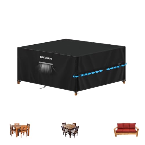 SIMPHAUS Abdeckung Gartenmöbel Abdeckung Wasserdicht Abdeckhaube Gartenmöbel 420D Oxford mit Belüftungsöffnungen,Schutzhülle für Gartentische,Balkonmöbel,Lounge Möbel Outdoor Abdeckung 130x100x74cm