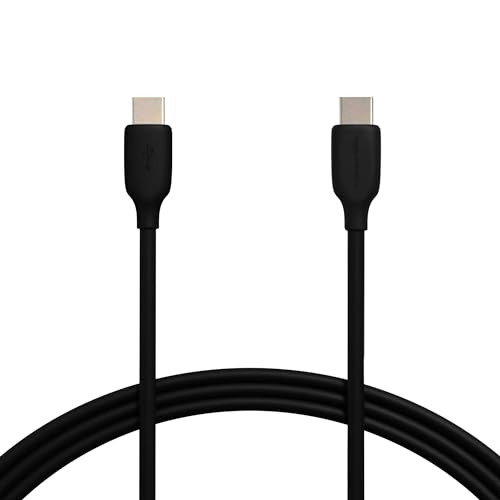 Amazon Basics USB-C-auf-USB-C 2.0 Schnellladekabel, 480 Mbit/s Geschwindigkeit, USB-IF-zertifiziert, für Apple iPhone 16/15, iPad, Samsung Galaxy, Tablets, Laptops, 1.8 m, Schwarz