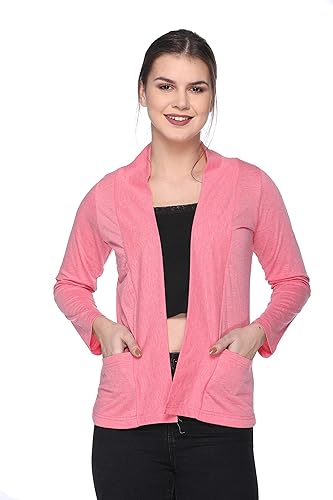 Image of In Love Women's Cotton Blend Front Open Shrug with Pockets | Cotton fabric - lightweight front-open shrug for summer layering