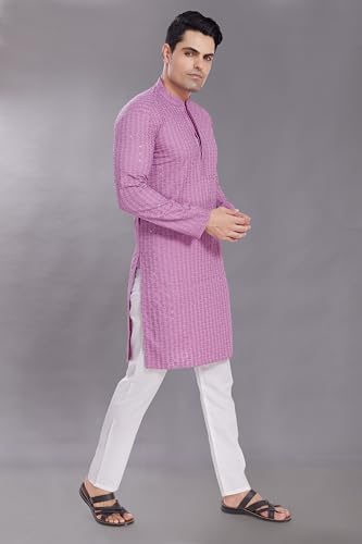 Image of DIVISIVE Men's Sequince Embroidered Cotton Blend Only Slim Fit Kurta