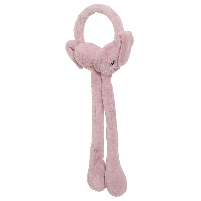 Embroidery Led light soft and warm winter rabbit earmuffs with sound (dark pink)-image-43