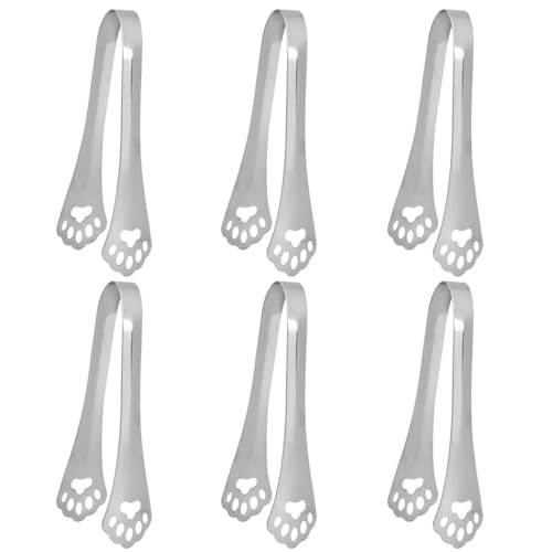Keewah Small Bear Paw Serving Tongs 6 Pack, 5.4 x 1.3 inch, Stainless Steel