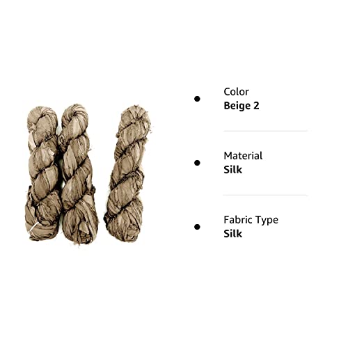 100G Recycled Sari Silk Ribbon Yarn, Jewelry Making Trim - Beige #TOP7