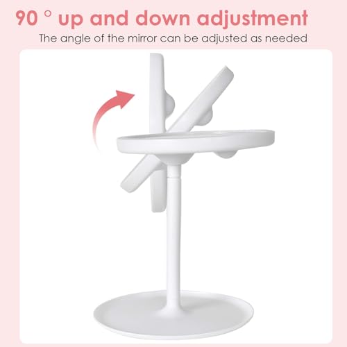 Homirty Espejo Maquillaje con Luz Plegable, Espejo Maquillaje Aumento X5, Ajustable, 3 Colores de Luz, Táctil, Recargable por USB, 90 Giratorio (Blanco) - imagen 4