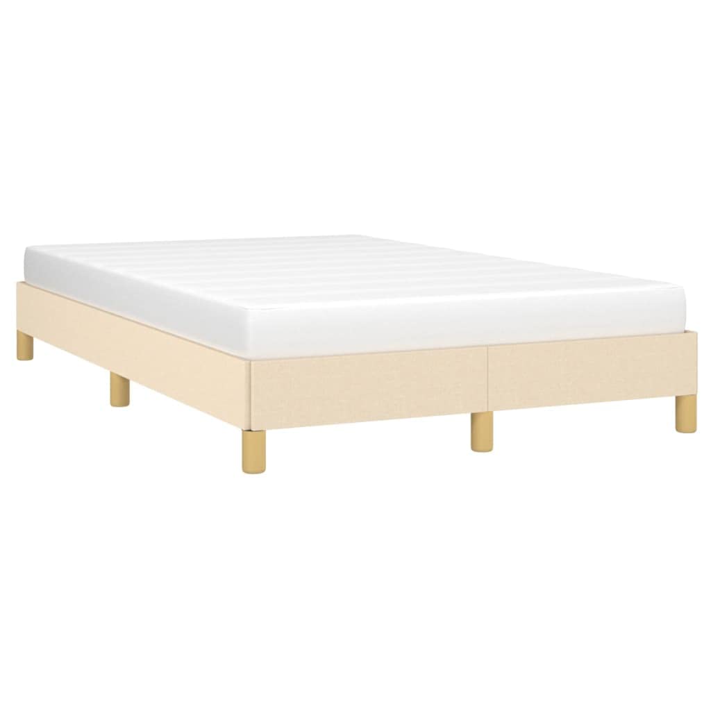 vidaXL Polsterbett, Bett Bettgestell mit Lattenrost, Schlafzimmerbett Doppelbett mit Stützbeinen, Bettrahmen Schlafzimmermöbel, Creme 120x200cm Stoff