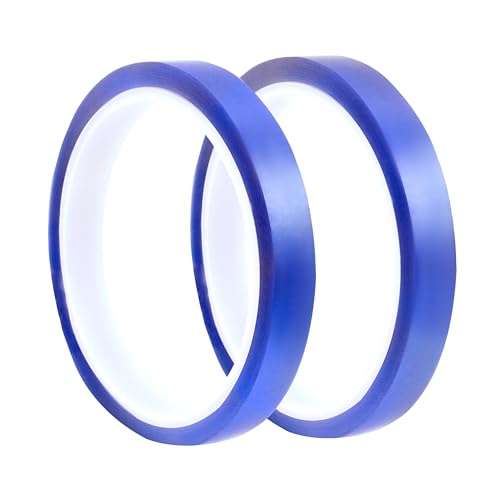 Image of 2 Rolls Heat Tape for Sublimation, Heat Resistant Tape for Heat Transfer Sublimation Press, 10mm x 33m(108ft) No Residue Heat Transfer Tape (Blue)
