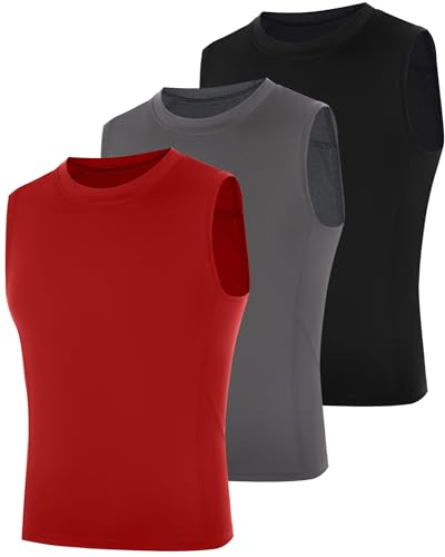 EoBeKee Boys Sleeveless Compression Shirt, Youth Football Athletic Tank Top, Kids Quick Dry Undershirt for Basketball Sports