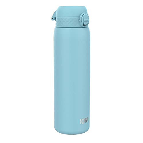 ION8 Lightweight 1 Litre Steel Water Bottle, Non-Insulated, Leak Proof, Easy to Open, Secure Lock, Dishwasher Safe