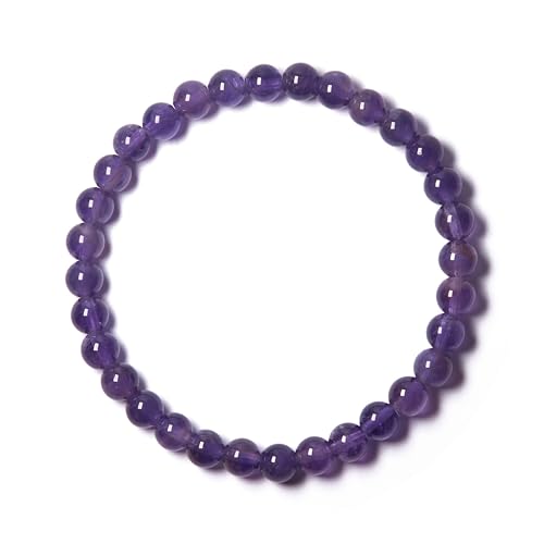 BANANE LAB Deep Purple Amethyst Bracelet 6mm Beads Fits 6.5 Wrist