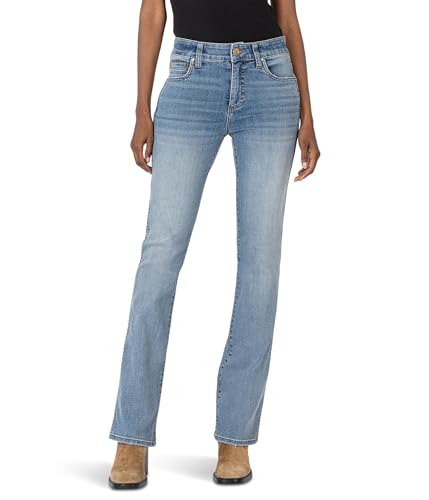 KUT from the Kloth Womens Ana High-Rise Fab Ab Flare-Baby Dn All Over Harmonious Size: 00 Inseam: 33