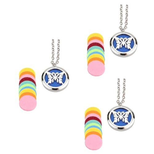 Collier diffuseur d'aromathérapie en acier inoxydable avec pendentif ajouré et tampons