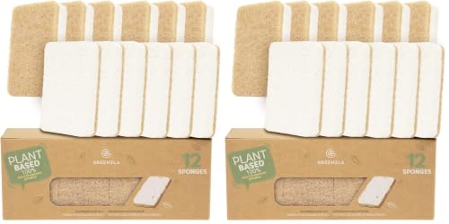 Image of GREENZLA 24 Pack Kitchen Sponges | Non-Scratch Hemp & Sisal