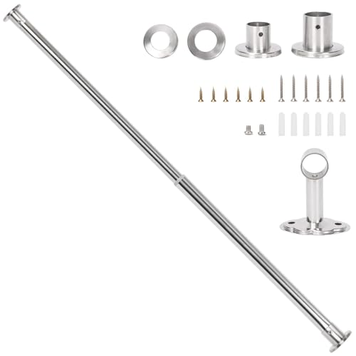 Wardlock 93cm-170cm Extendable Stainless Steel Wardrobe Rail, Adjustable Clothes Rail Pole With End Sockets.