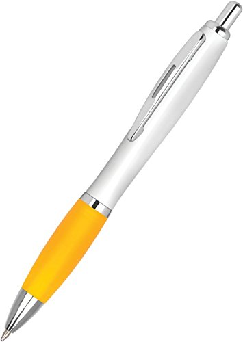 Full Colour Printed Personalised Contour Pens Promotional *Qty - 100* - Yellow Pen Grips โ image 1
