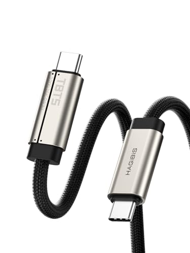 Image of Hagibis Thunderbolt 5 Cable (Intel Certified), 120Gbps Data Transfer, 240W Fast Charging, 16K@60Hz Display USB-C Cable, for Thunderbolt 4 /3, USB4, iPhone 17 /16 /15, MacBook, Laptops (Titanium 100cm)