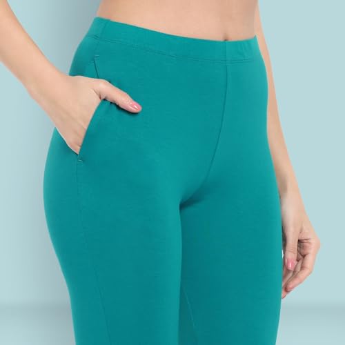 Image of ONE SKY Women Full Length Leggings | Cotton Modal Spandex Blend | High Waist Stretchable & Bio-Washed Fabric | Colour-Lock Technology | Comfortable Leggings for Women