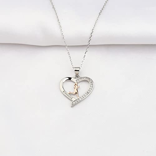 BNQL Women's Stainless Steel Running Necklace, 17+1.97in Chain, Fitness & Love Themed Gift for Runner Lovers2