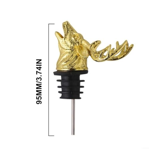 Image of Gold Deer Head Elegant Liquor Bottle Pourer, Ideal for Home Dining, Parties and Gifting