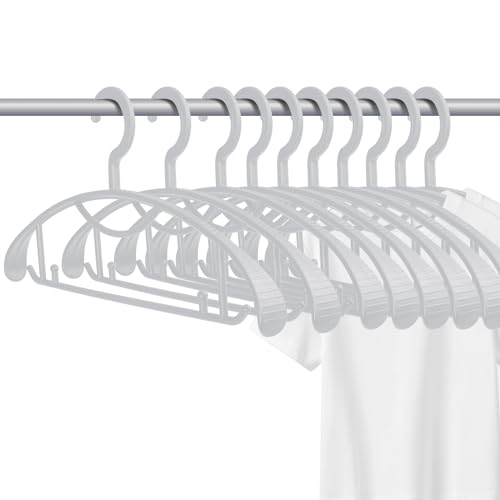 GEMWONDER Plastic Clothes Hanger, Extra Thick Plastic Wide Shoulder Adult Slip Resistant Standard Clothing Hanger Ideal for Everyday Use Grey 10 Pack 1.1inch Width