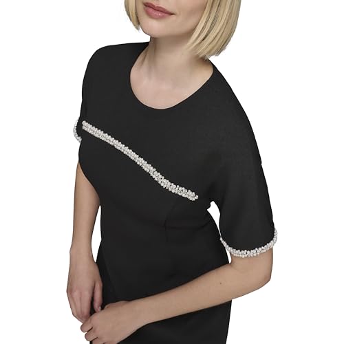 Robe fourreau Karl Lagerfeld noire taille 46 chic à manches courtes