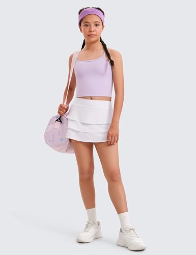 CRZ YOGA Girls Athletic Ruffle Skirts with Shorts Tennis Golf Dance School Kids Teen Skorts with Pockets2
