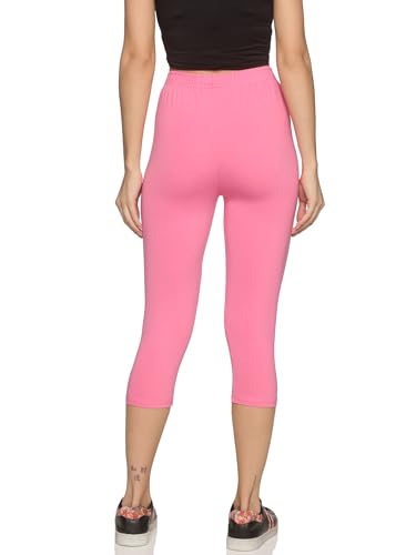 Image of OUTFLITS Women's Knee-Length Cotton Spandex Essential Capri Stretchy Leggings |Small - 2XL Adult |Yoga Leggings, Workout, Gym, Running 3 /4th Leggings for Women(OFLLC)