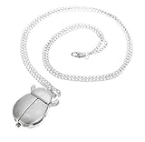 New Absolute Fancy Ladybug Vintage Quartz Animal Pocket Necklace Watch, Long Chain Sweater Pendant Necklace Watch, for Women Men Pendant Gift (Silver)