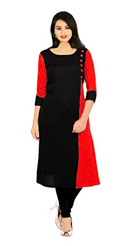 Lakkar Haveli Women's Long Dress Tunic Black & Red Color Frock Suit Ethnic Party Wear Indian Girl's Kurti Plus Size (5XL)