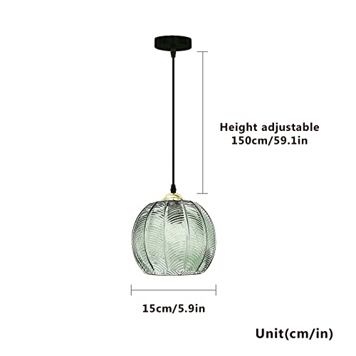 Suspension en forme de citrouille rétro chic en verre rayé vert - 6