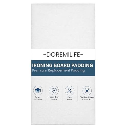 Image of Ironing Board Padding Only Replacement, 7mm Extra Thick Felt Iron Board Pad, Heavy Duty Cut-to-Fit Ironing Board Pad for Standard, Wide & Large Boards up to 21x57 Inch