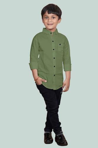 Image of Boys Solid Casual Shirt in Cotton Fabric