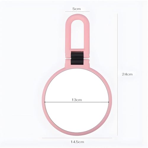 Image of Plastic 1x 15x Magnifying Handheld Square Hand Mirror, Travel Folding Hand Held Mirror, Double Sided Pedestal Magnification and True Image Makeup Mirror for Women with Adjustable Handle, Pink