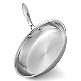 PREMIUM CONSTRUCTION: Professional-grade stainless steel frying pan with polished mirror finish and superior heat distribution ERGONOMIC HANDLE: Securely riveted stainless steel handle provides comfortable grip and excellent balance while cooking VER...