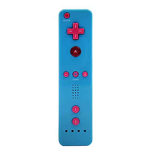 MOLICUI Wii Remote Controller,Wireless Remote Gamepad Controller for Nintend Wii and Wii U,with Silicone Case and Wrist Strap(No Motion Plus),Blue with Pink Back