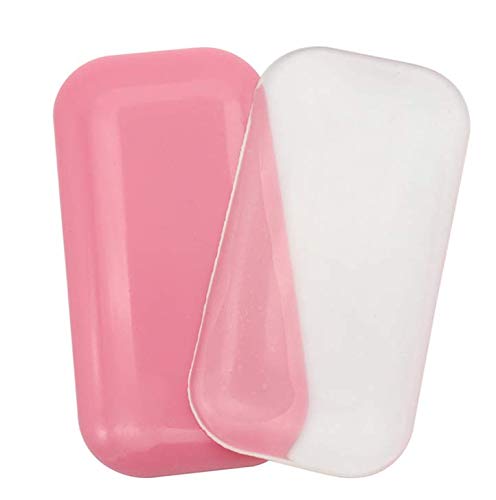2 PCS Reuseable Eye Lashes Pads Pallet Stand, Rectangle Soft Silicone Eyelash Extension Pad Eye Lash Glue Stand Tray Holder(Pink and Clear)