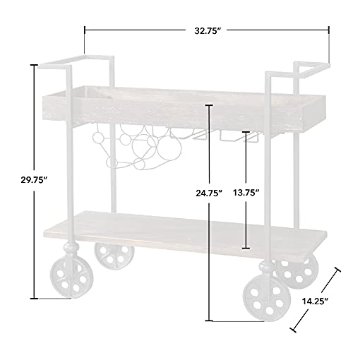 Firstime & Co. Factory Row Industrial Farmhouse Bar Kitchen And Coffee Serving Cart With Wine Rack, Wheels And Handles, Aged Black, 32.75 L X 14.25 W X 29.75 H Inches, Rustic Brown #TOP5