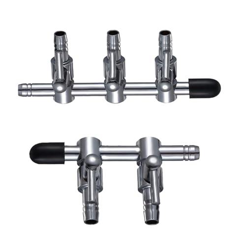 エアーチューブ 分岐コック 2個入りステンレス鋼 調節可能アクアリウム エアコントロール 水槽 アクアリウム アクセサリー 酸素2分岐 3分岐量インストール簡単エアレーシ用品 魚タンク 水槽用