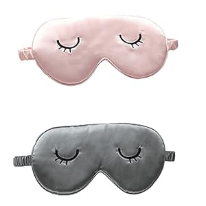 Oogmasker nachtmasker lange wimpers oogmasker slaaphulp oogverband verstelbaar moerbeizijde oogmasker licht en ademend oogmasker ideaal voor slaap thuis en op reis (grijs, roze)