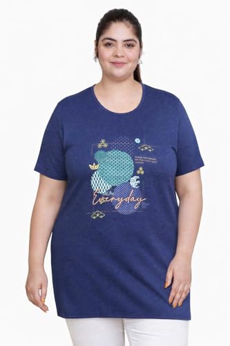 Image of In Love Women's Plus Size Longline T-Shirt with Side Pocket, 3 /4 Sleeve, Crew Neck