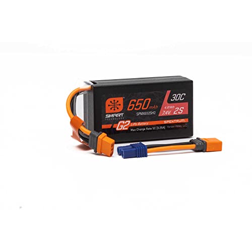 Spektrum 7.4V 650mAh 2S Smart G2 Hardcase 30C LiPo: IC2, SPMX652SH2