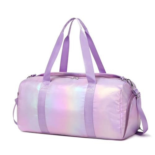 Girls Sports Duffel Bag with Shoe & Wet Pocket, Matte Purple